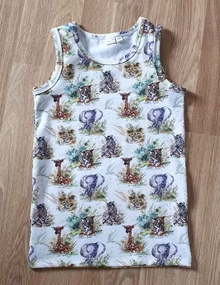 Barnlinne med vilda djur – safari – ekologisk jersey