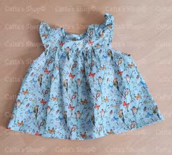 Förklädsklänning - Fjärilar - ekologisk bomullspoplin