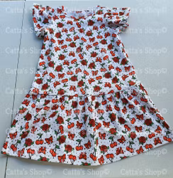 Sommarklänning med rosor och körsbär - Ekologisk