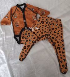 Babybody + Byxa - Leopard "ekologisk"