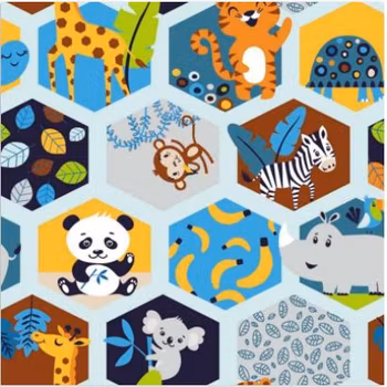 ekologisk trikåtyg - DJUR I RUTOR