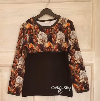 Långärmad barntröja – Häst  "ekologisk"