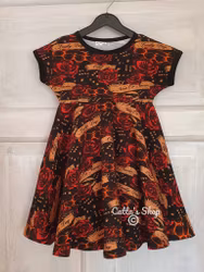 Snurrklänning - Rosmönster "ekologisk"