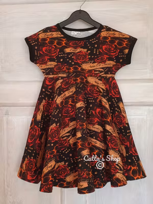 Snurrklänning - Rosmönster "ekologisk"