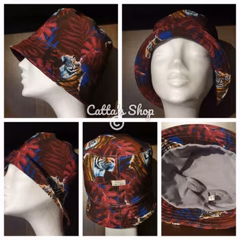 Bucket hat - Tiger vinröd, 20%