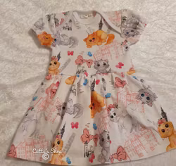 Ekologisk babybody klänning – lekfulla katter