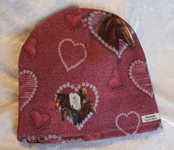 Mössa fodrad - hästar/hjärtan