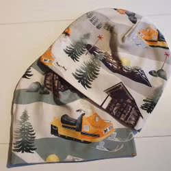 Mössa trikå, motiv Ockelbo snöskoter