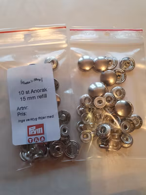 Nittryknappar Anorak 15 mm refill