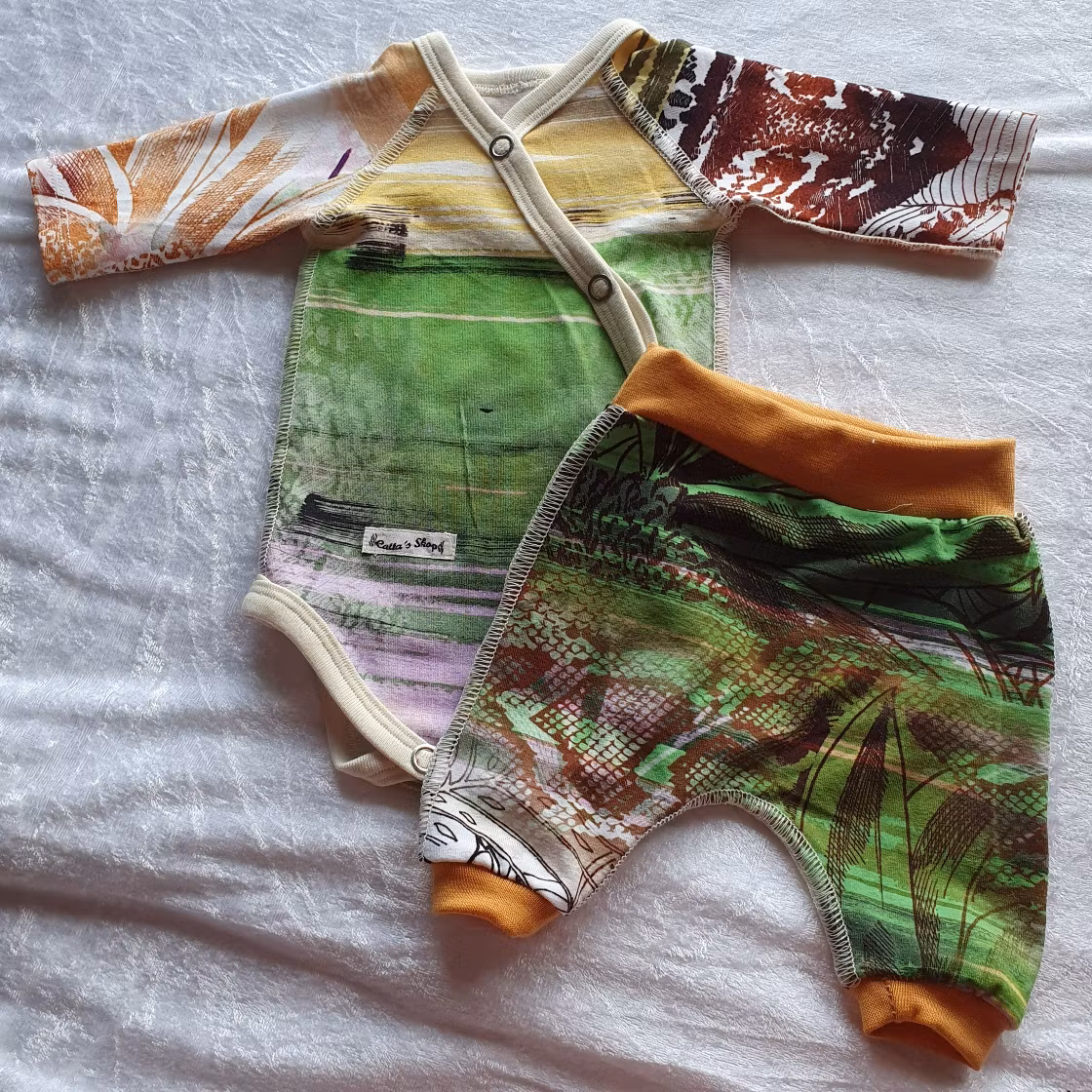 Ekologisk Babybody + byxa - Natur