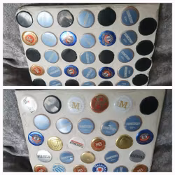 Unikt grytunderlägg i kapsylmosaik