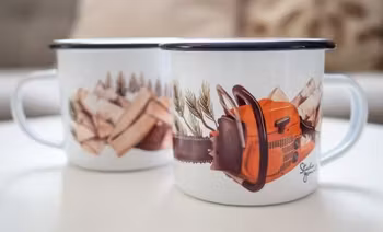 Emaljmugg "Skogshuggarn"