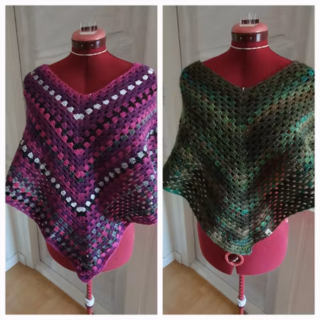 Poncho i 100% akryl