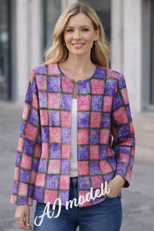 Sommarjacka med textiltryck (rosa/lila blommor)