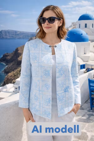 Sommarjacka med textiltryck (ljusblått mönster)