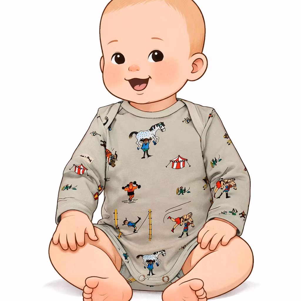 Babybody En dag på cirkus – Ekologisk babybody i mjuk bomull | Svensk design