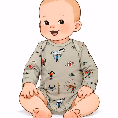 Babybody En dag på cirkus – Ekologisk babybody i mjuk bomull | Svensk design
