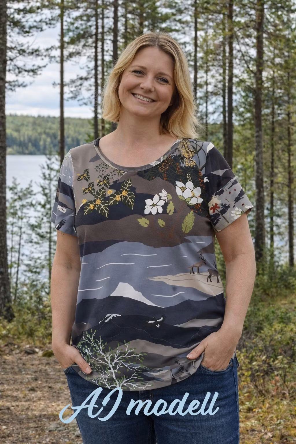 t-shirt, fjällvandring, dam, ekologisk, friluvsliv