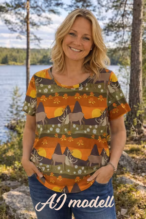 T-shirt - Midnight Sun (dam) - med renar och hjortron
