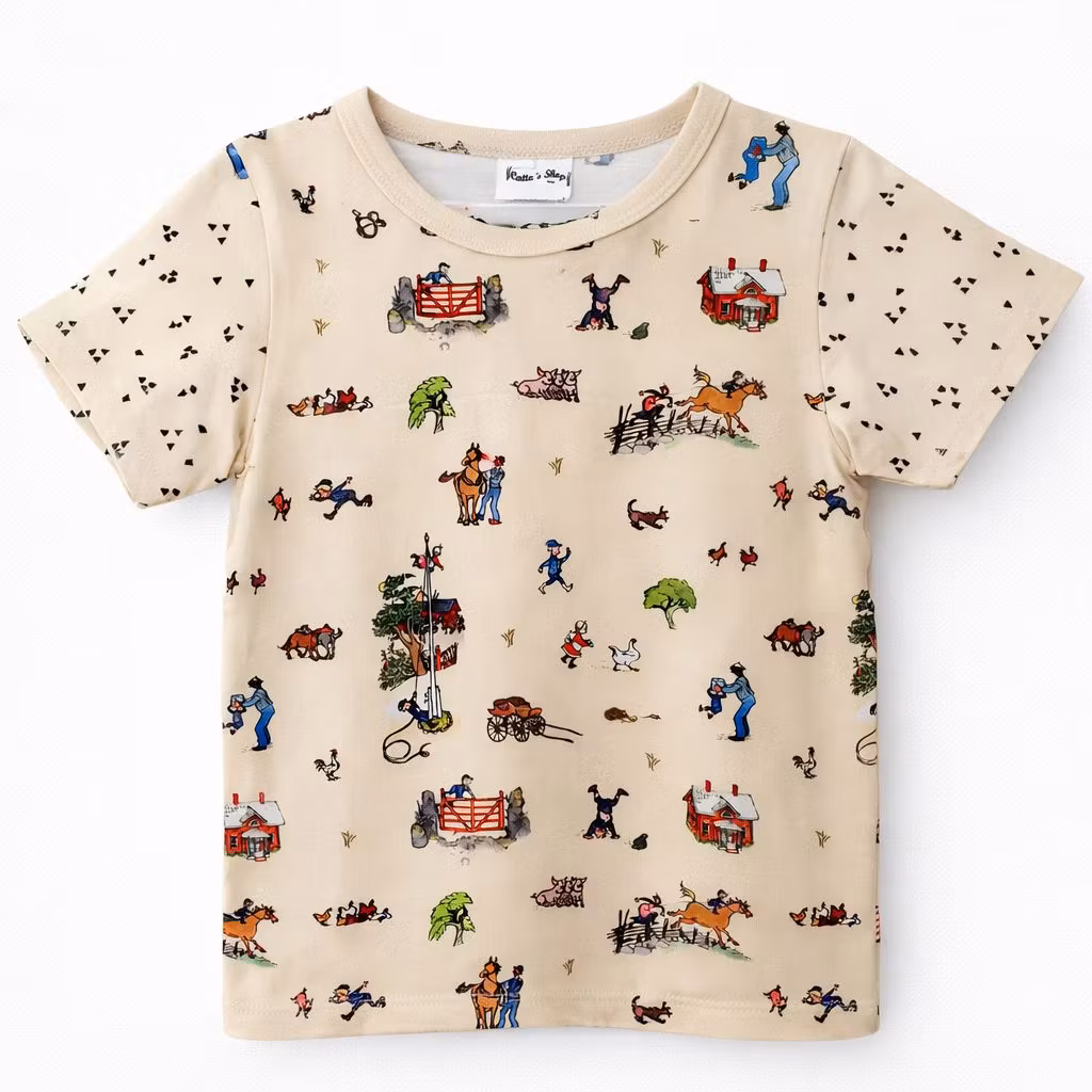 Barn t-shirt Äventyr på landet - ekologisk