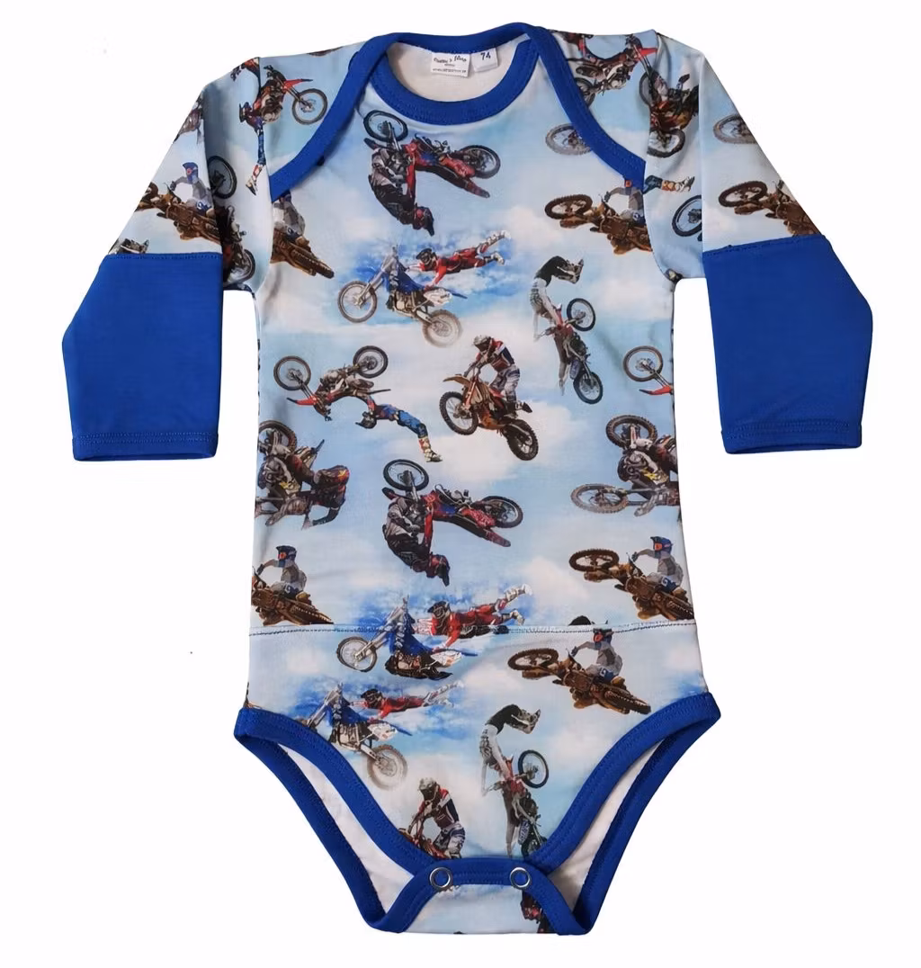 Babybody med crossmotorcyklar – Ekologisk babybody i mjuk bomull