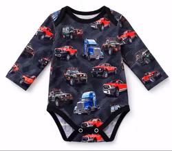 Ekologisk Babybody – Lastbilar | Babybody i mjuk ekologisk bomull