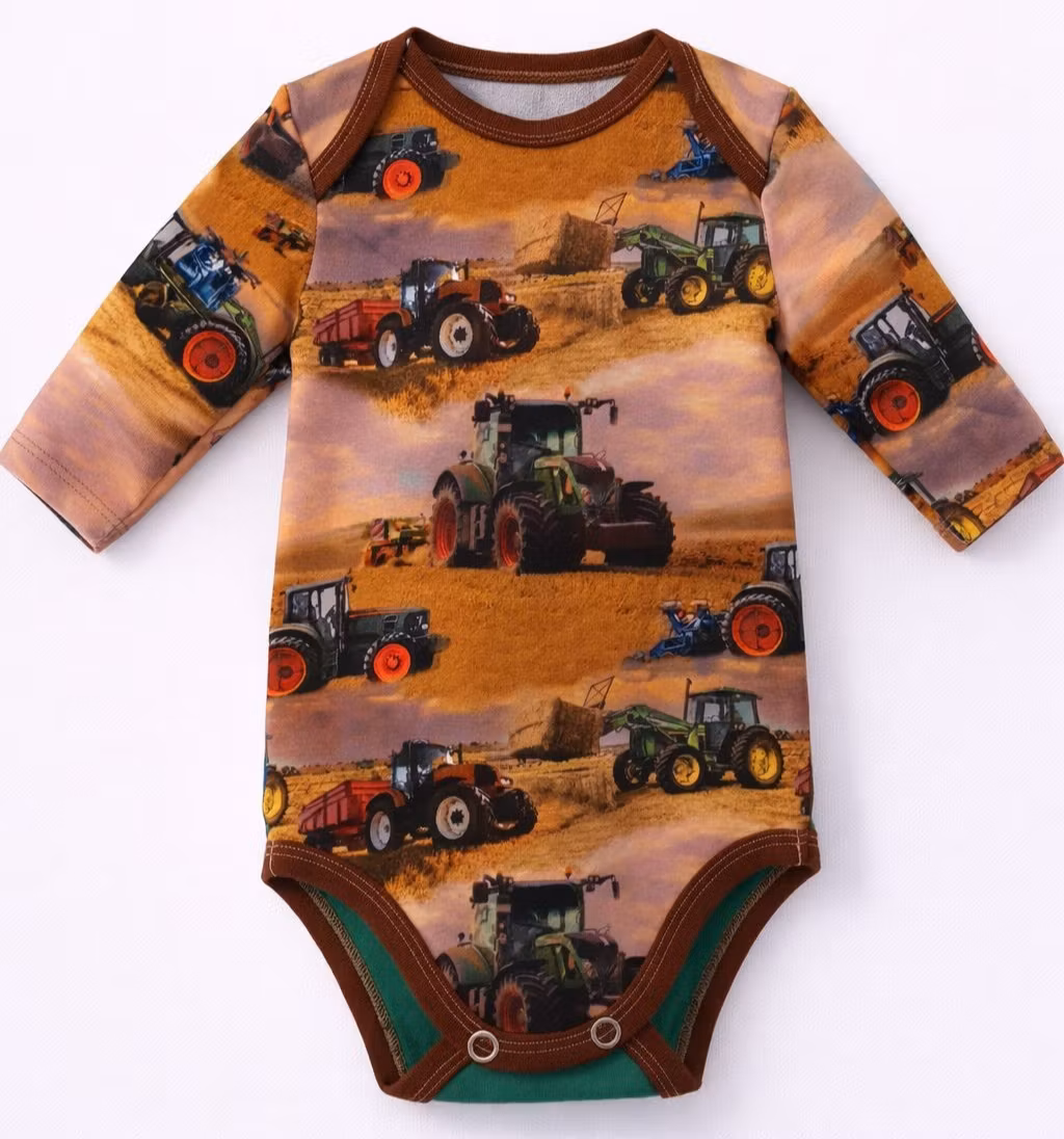 Babybody med traktorer – Ekologisk babybody i mjuk bomull