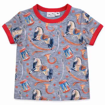 T-shirt med gunghästmotiv – ekologisk