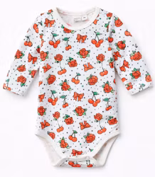 Babybody med rosor och körsbär – ekologisk (2:a sortering)