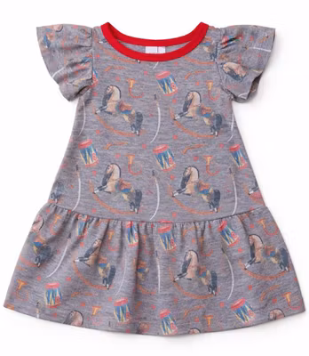 Klänning med gunghästmotiv - ekologisk