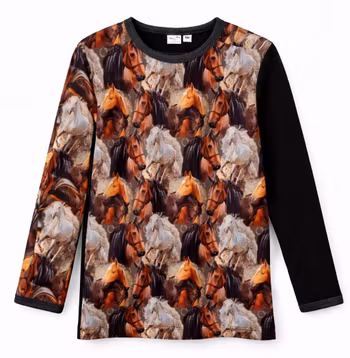 Långärmad barntröja – Häst  "ekologisk"