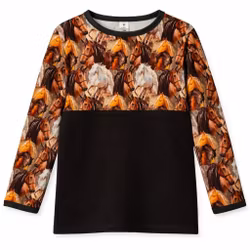 Långärmad barntröja – Häst  "ekologisk"