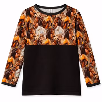 Långärmad barntröja – Häst  "ekologisk"