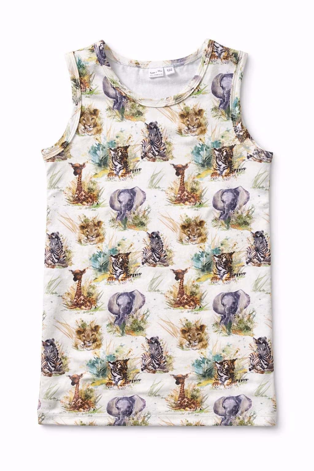 Barnlinne med vilda djur – safari – ekologisk jersey