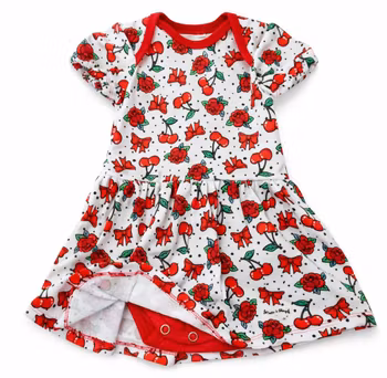 Bodyklänning med rosor och körsbär "ekologisk"