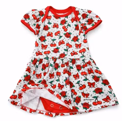 Bodyklänning med rosor och körsbär "ekologisk"