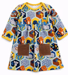 Långärmad barnklänning – djungel mönster - Ekologisk