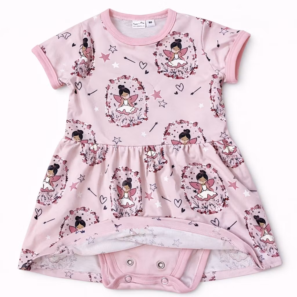 Bodyklänning med prinsessor – ekologisk jersey