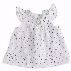 Förklädsklänning - nalle/prickar detaljer - ekologisk muslin