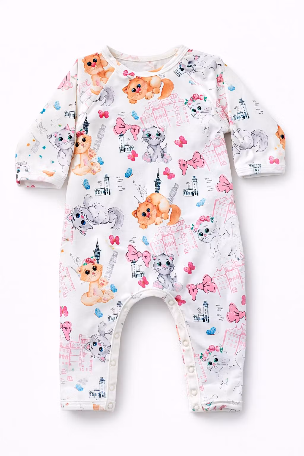 Ekologisk jumpsuit / pyjamas med lekande katter