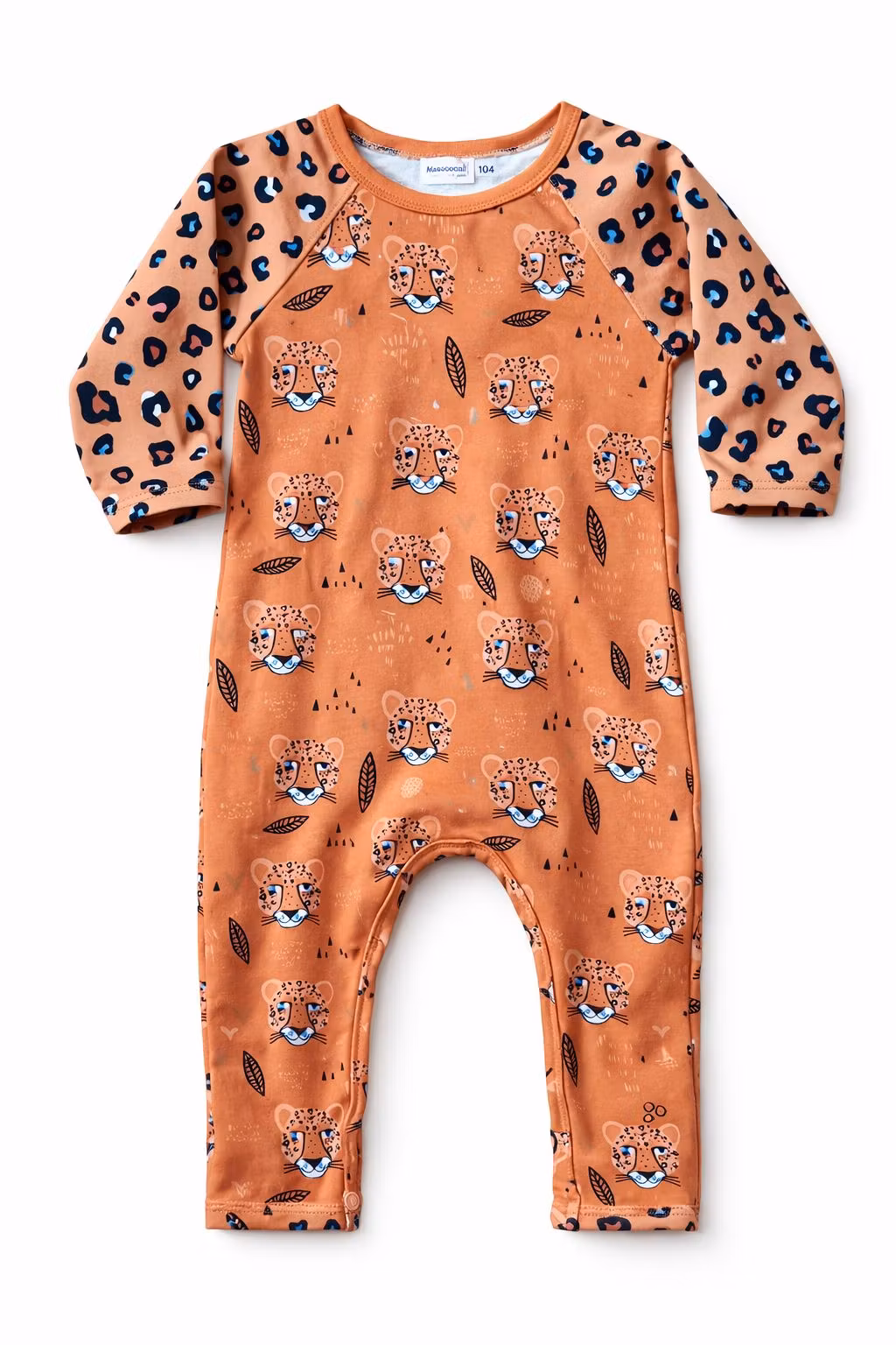 Ekologisk jumpsuit / pyjamas i mjuk trikå med leopardmönster