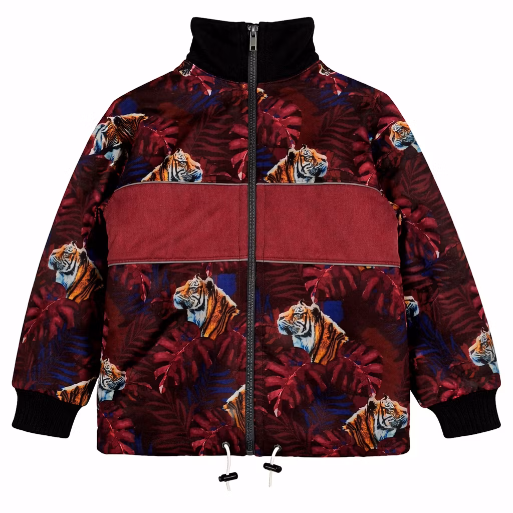 Härlig skaljacka i softshell med tigermotiv