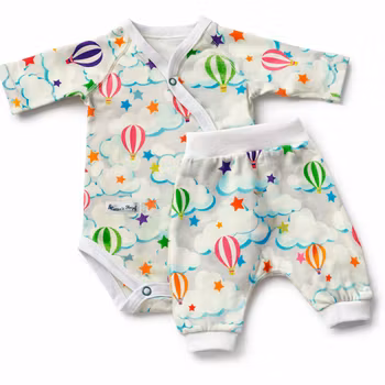 Prematur set – Babybody & byxa med luftballonger Ekologisk