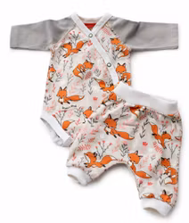 Ekologiskt prematur set baby – body & byxa med rävar | Catta's Shop
