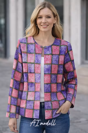 Sommarjacka med textiltryck (rosa/lila blommor)