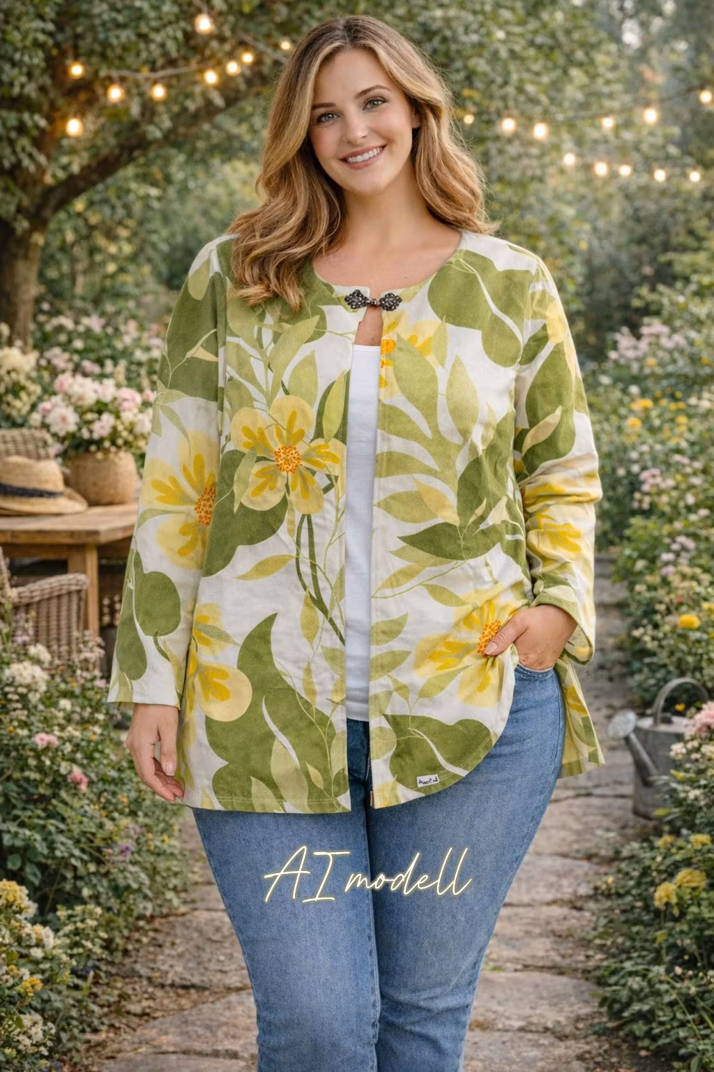 En liten längre blommig sommarjacka. Återbruk, Redesign, Zero Waste.