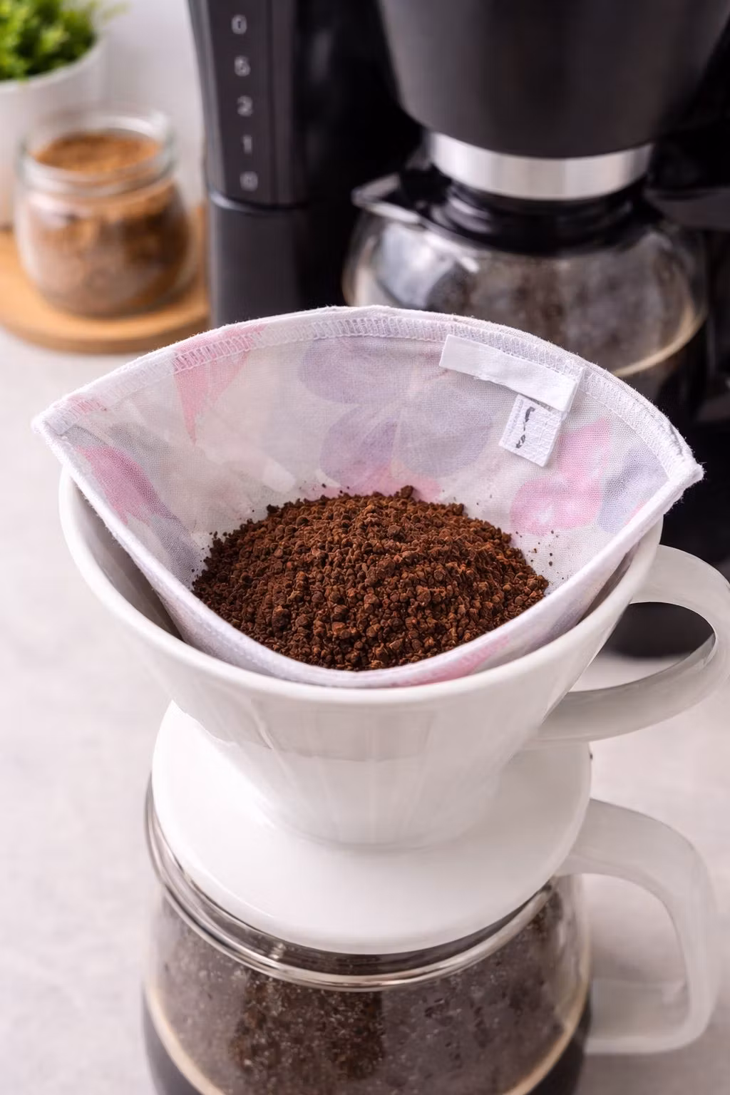 Kaffefilter av återbrukat tyg, återbruk, zero waste