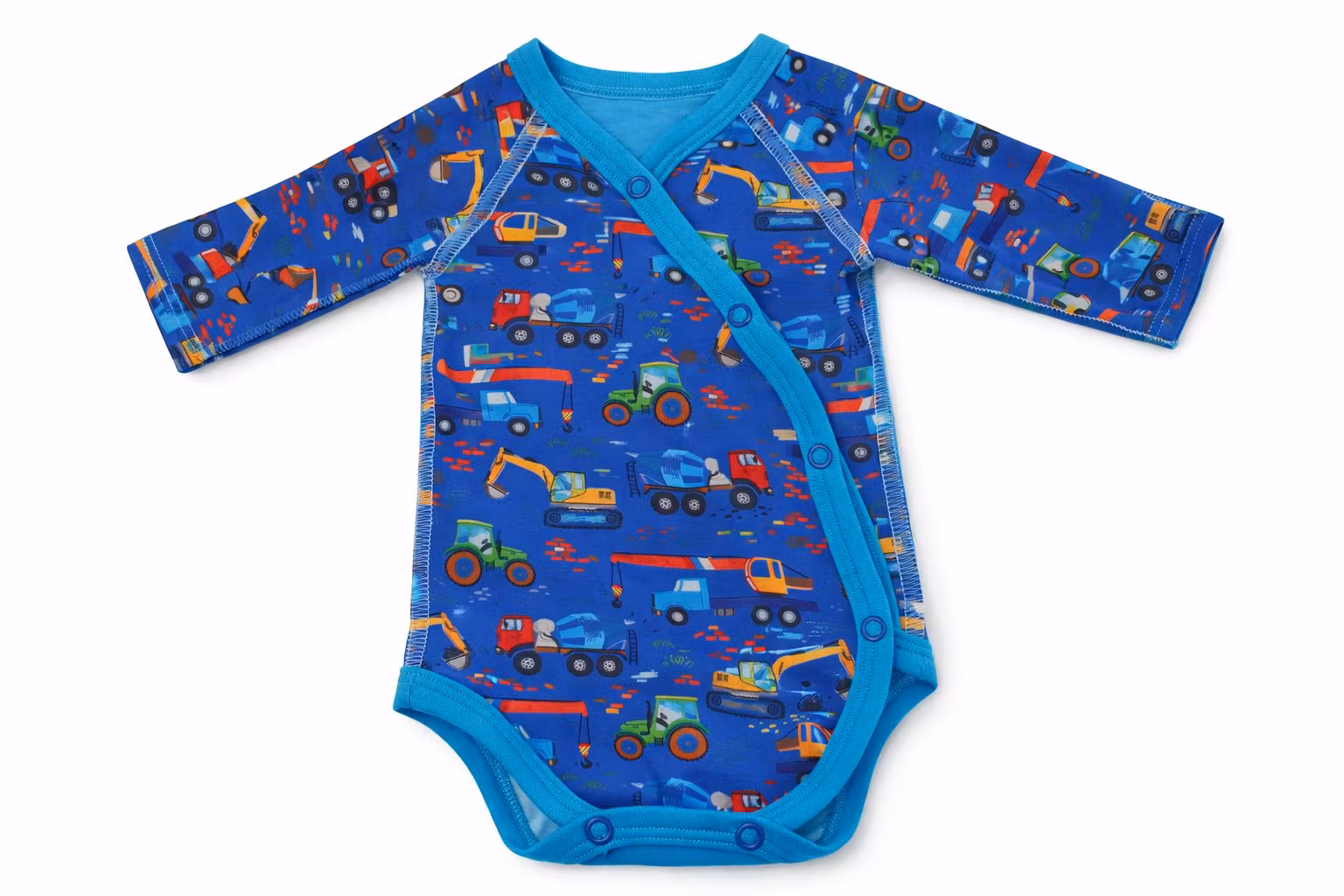 Ekologisk prematur babybody med arbetsfordon – Ett hjärtligt hantverk
