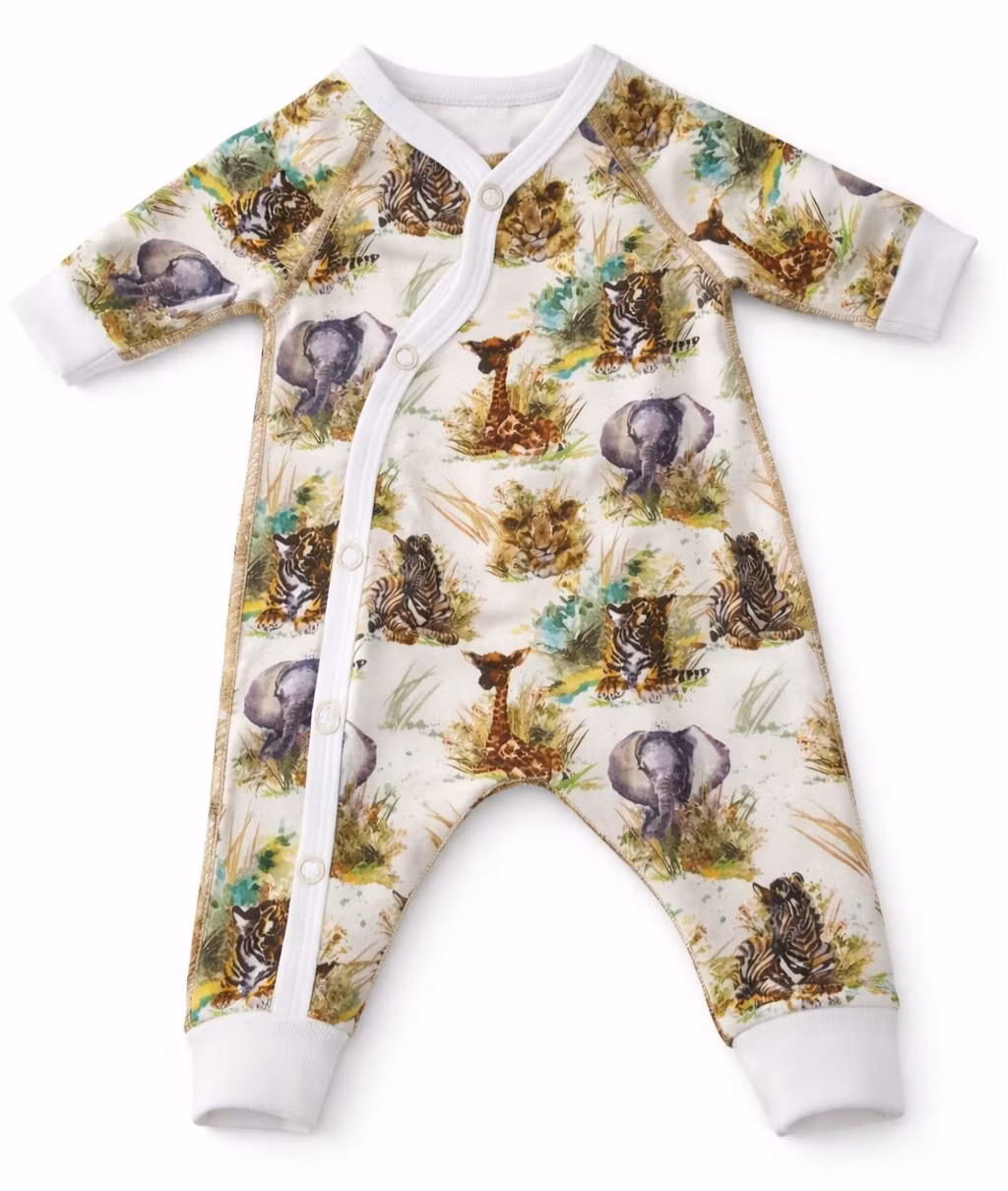 Ekologisk prematur Overall med Exotiska djur - Ett Hjärtligt Hantverk
