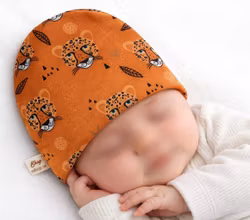 Prematur mössa Leopard – dubbelsydd i ekologisk jersey